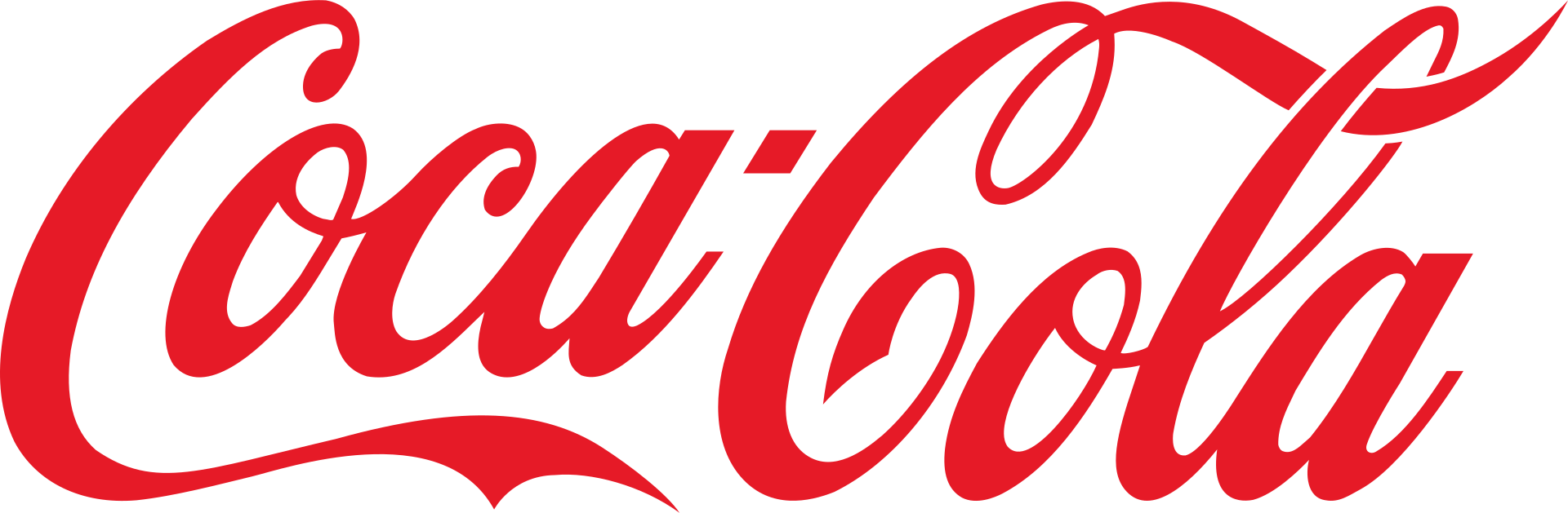 Ilustracja przedstawia czerwony napis Coca‑Cola.