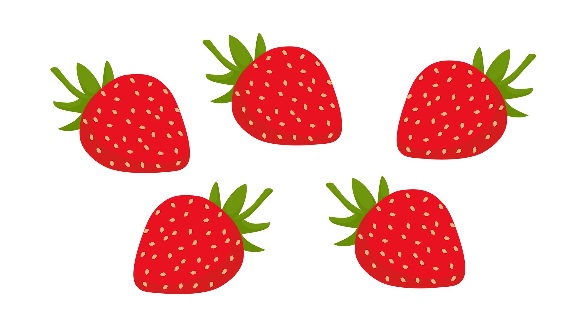 Na ilustracji znajduje się pięć truskawek.