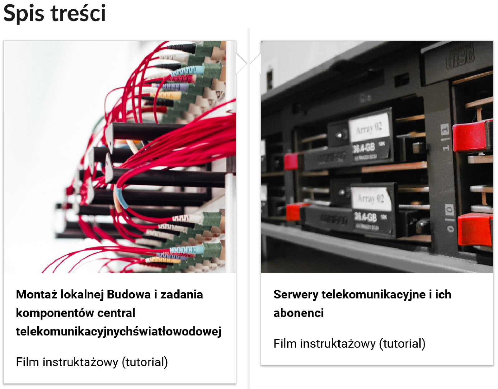 Grafika przedstawia dwa kafelki ze spisu treści. Są umiejscowione obok siebie. Mają prostokątny kształt.