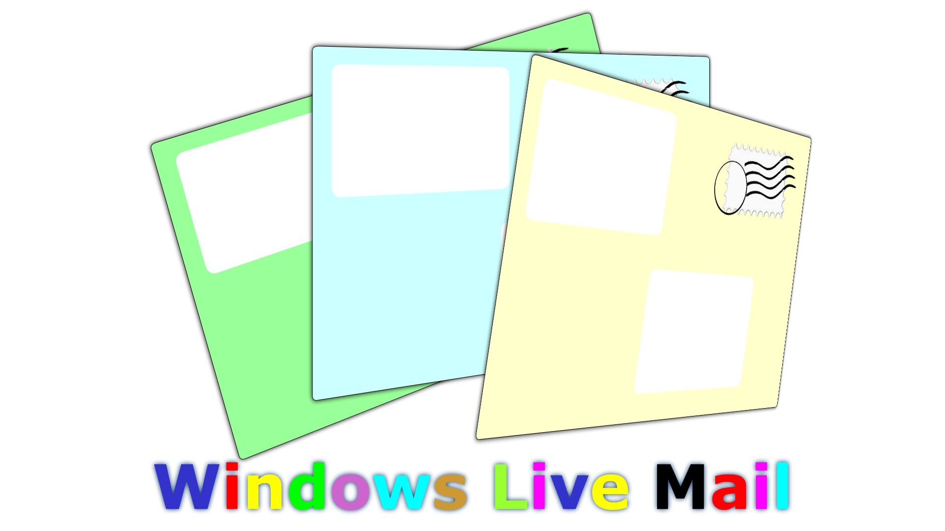 Ilustracja przedstawiająca trzy koperty i kolorowy napis Windows Live Mail