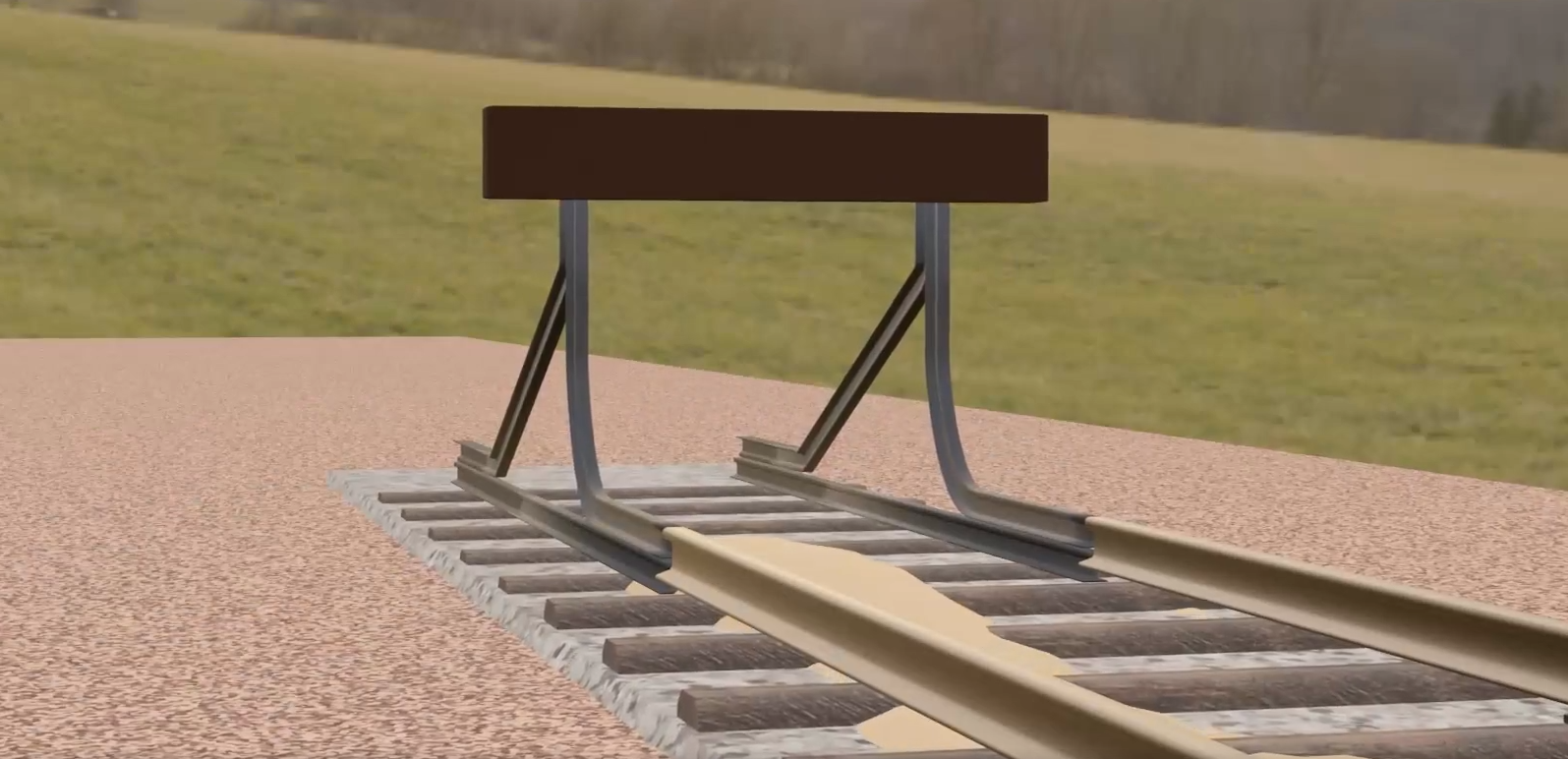 Ilustracja przedstawia żeberko ochronne. Jest to specjalny tor służący zabezpieczeniu ruchu pociągów, zakończony kozłem oporowym