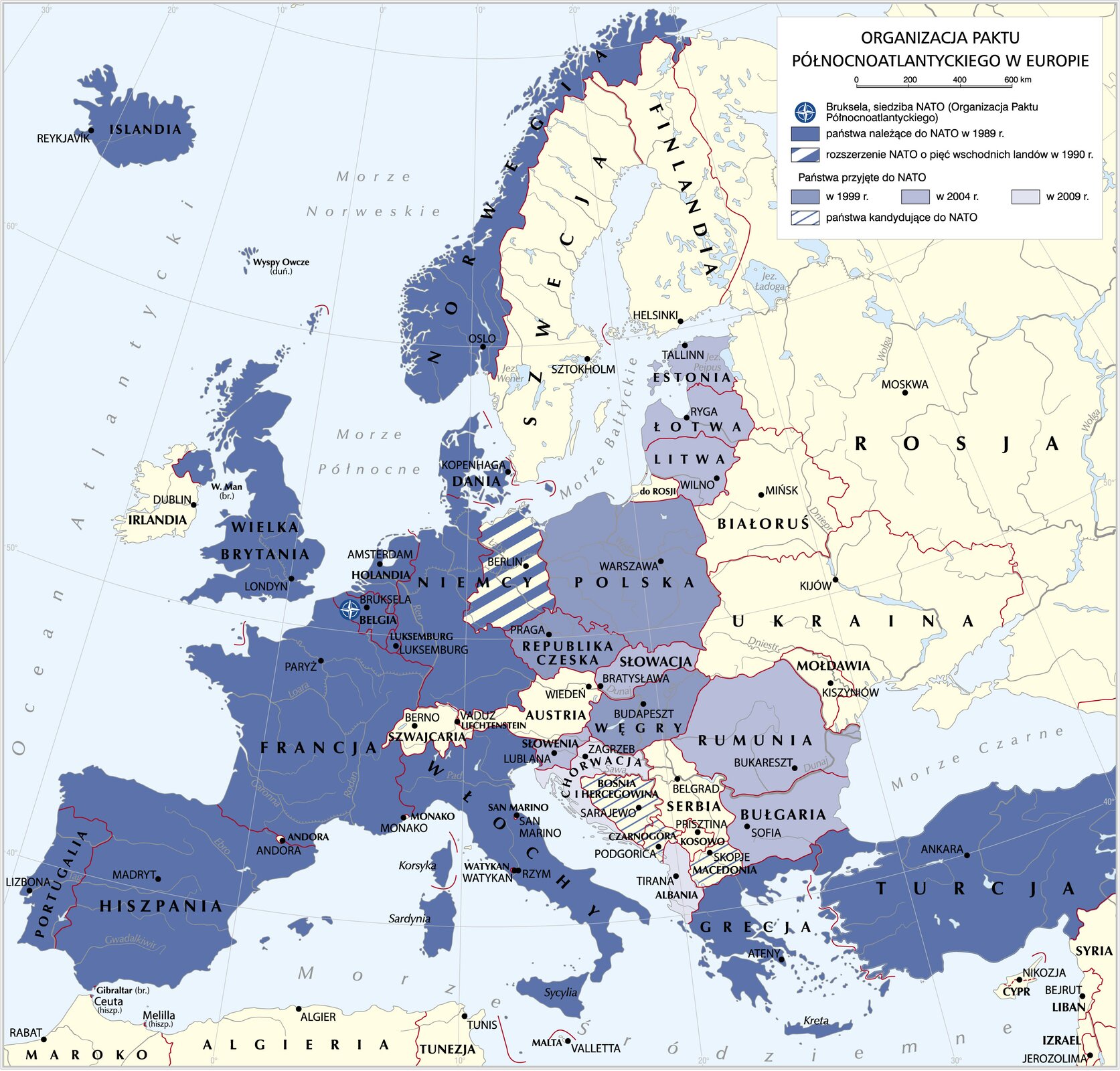 mapa NATO w Europie