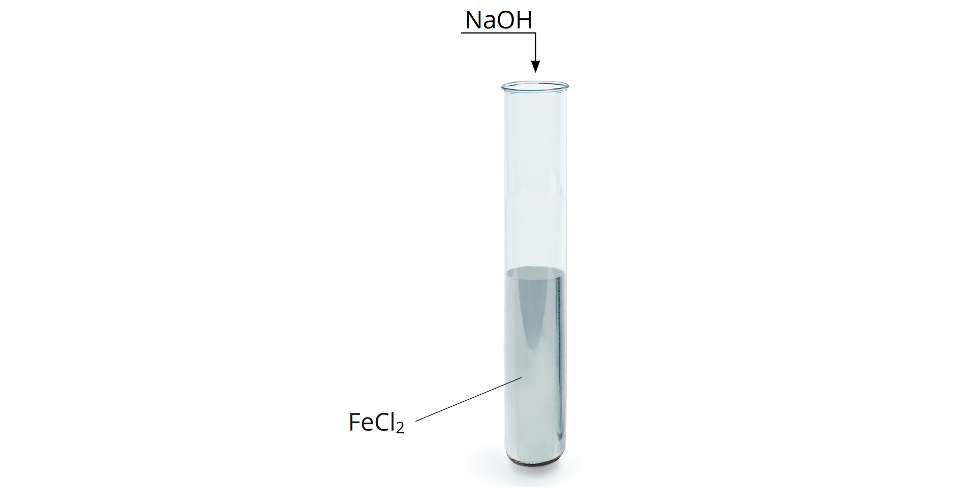 Na ilustracji w probówce znajduje się F e C l 2 . Dodano NaOH.