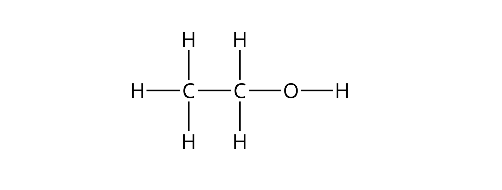 Na ilustracji jest wzór strukturalny: dwa połączone ze sobą atomy węglu, atom węgla po lewej stronie wzoru łączy się z trzema atomami wodoru. Atom węgla leżący po prawej stronie wzoru łączy się na górze i na dole z atomem wodoru, a po prawej stronie z atomem tlenu połączonym z atomem wodoru. 