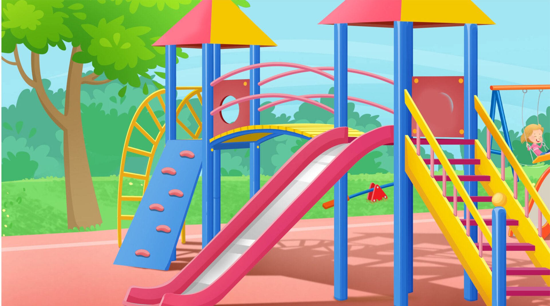 Na ilustracji znajduje się plac zabaw.
