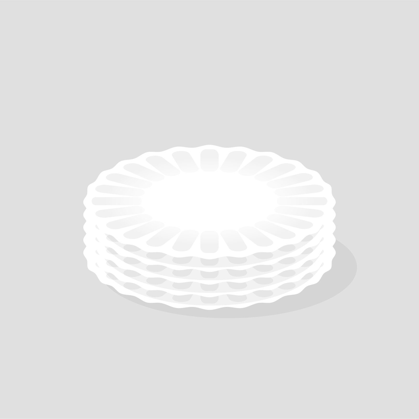 Ilustracja przedstawia jednorazowe, papierowe talerze ułożone w stos.