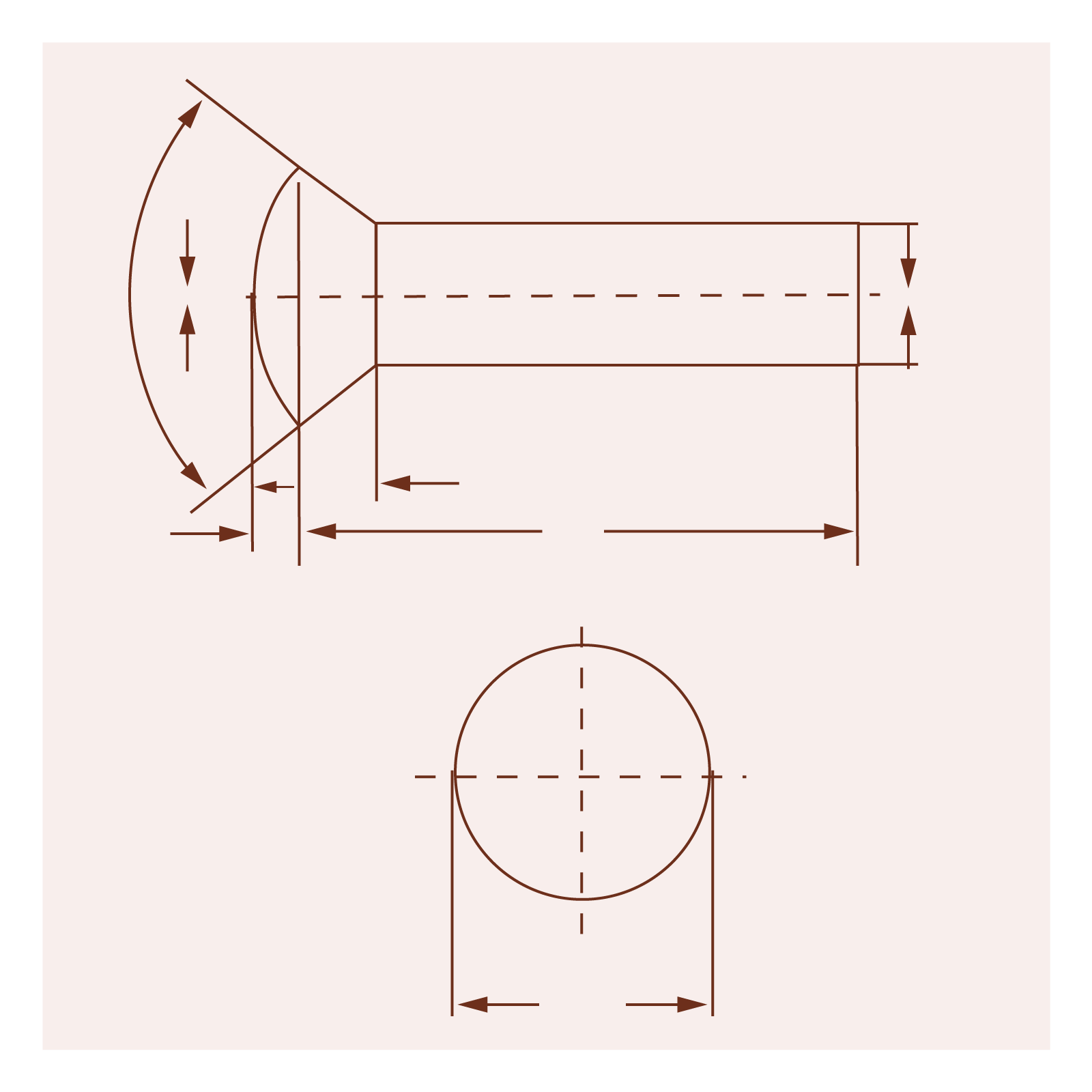 Grafika przedstawia nit z łbem stożkowym soczewkowym niskim. Na prostym trzpieniu osadzony jest płaski łeb, który zwęża się w stronę trzpienia. Pod nitem znajduje się jego przekrój. 
