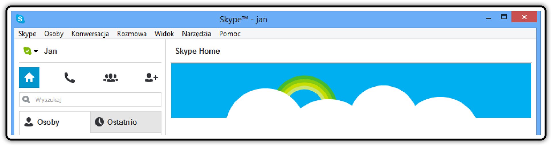 Zrzut fragmentu okna komunikatora Skype z widoczną nazwą użytkownika