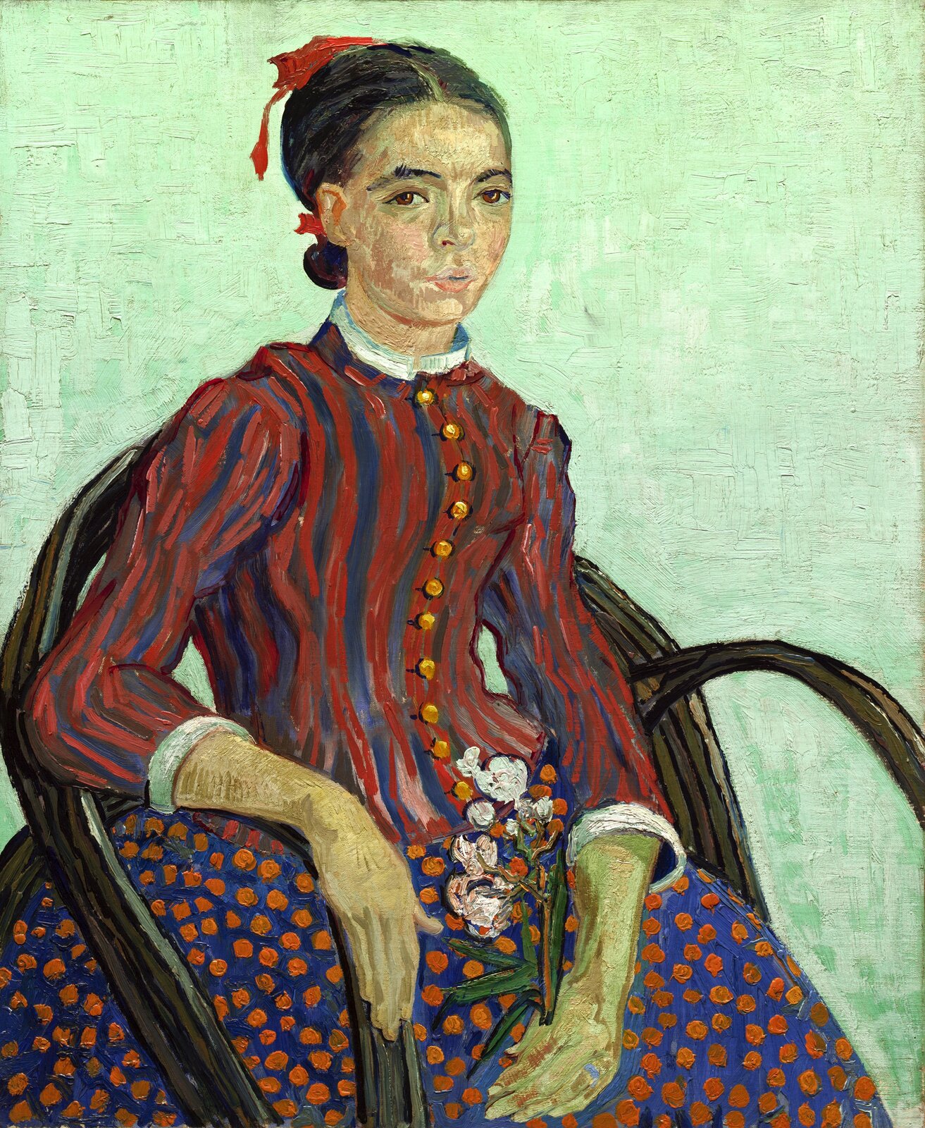 La Mousmé (Japońska dziewczynka) Źródło: Vincent van Gogh (1853–1890; czyt.: wincent wan gog; holenderski malarz), La Mousmé (Japońska dziewczynka), 1888, olej na płótnie, National Gallery of Art, Waszyngton, domena publiczna.