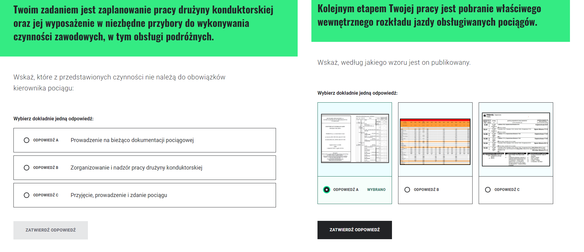 Przykładowe ekrany w grze