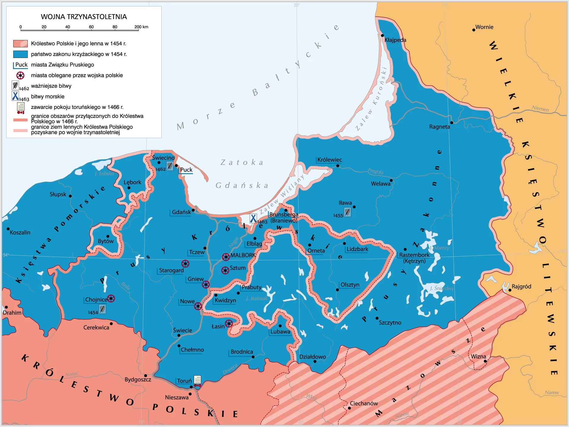 Kliknij żeby powiększyć Mapa: Wojna trzynastoletnia