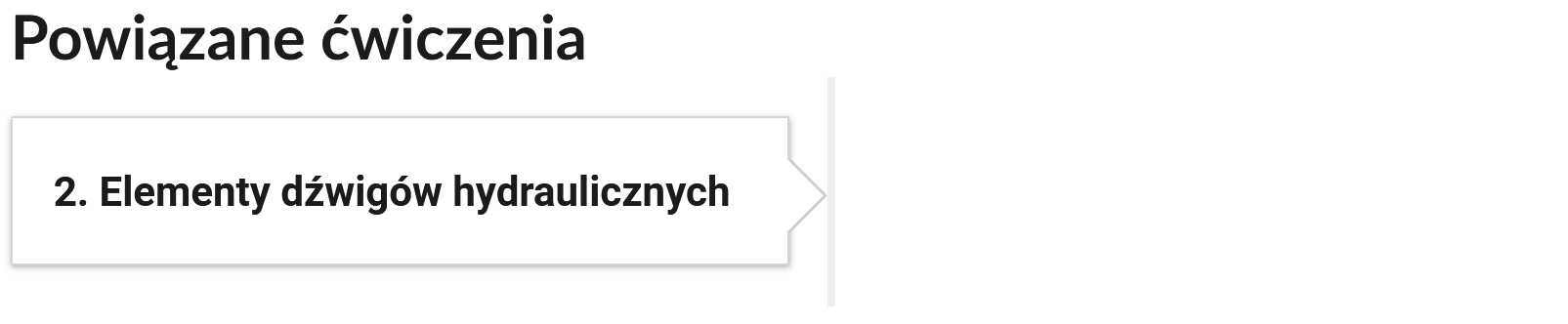Ilustracja przedstawia widok przykładowego przycisku ćwiczeń powiązanego z danym multimedium. Przycisk ma formę prostokątnego panelu. Posiada numer oraz tytuł, który nawiązuje do zawartego w nim zadania.