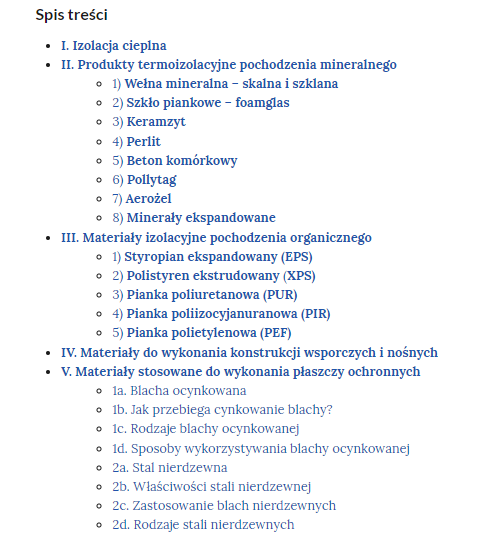 Przykładowy wygląd spisu treści