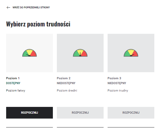 Wybór stopnia trudności w grze