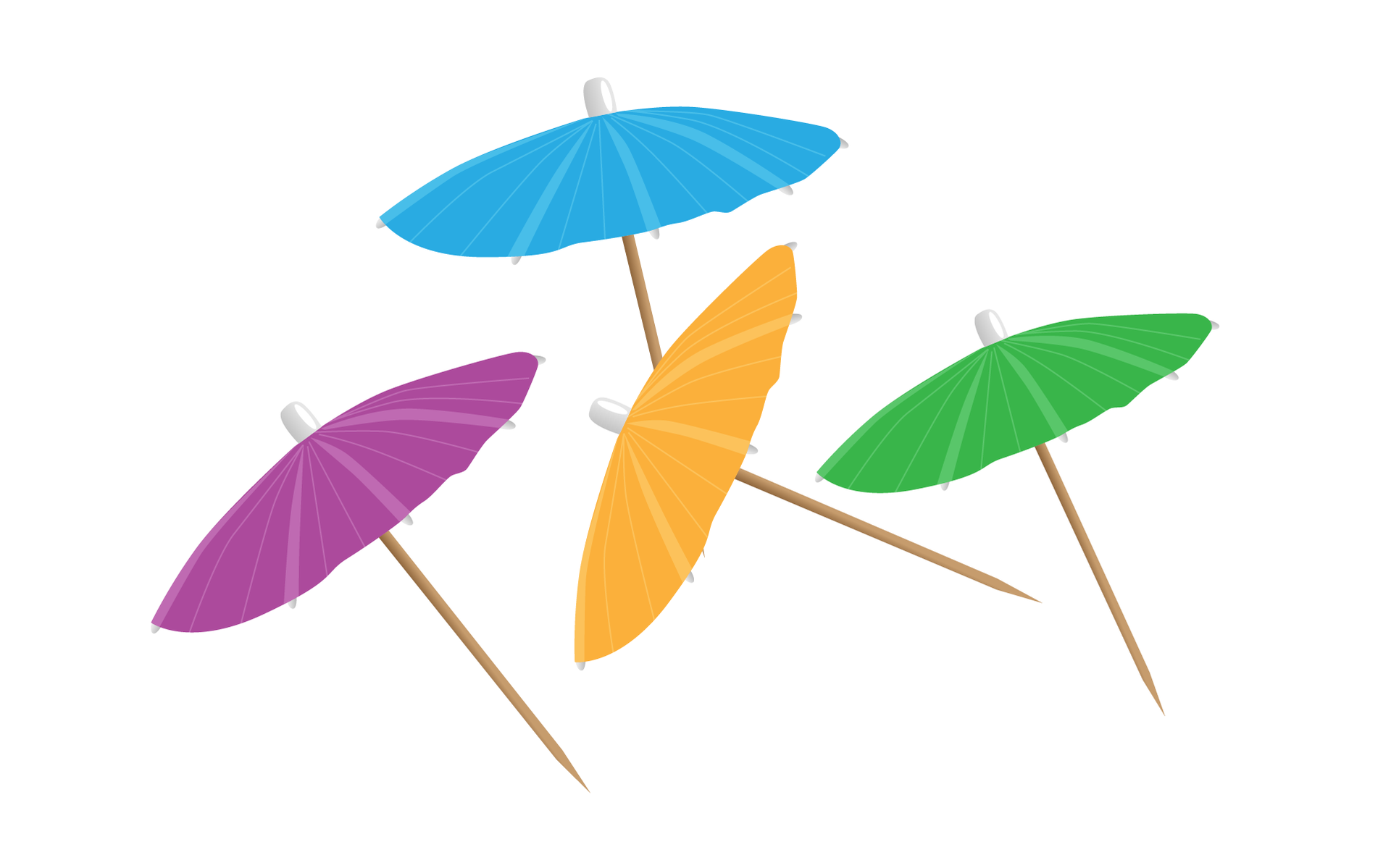 Rysunek przedstawia poglądowo parasolki koktajlowe.