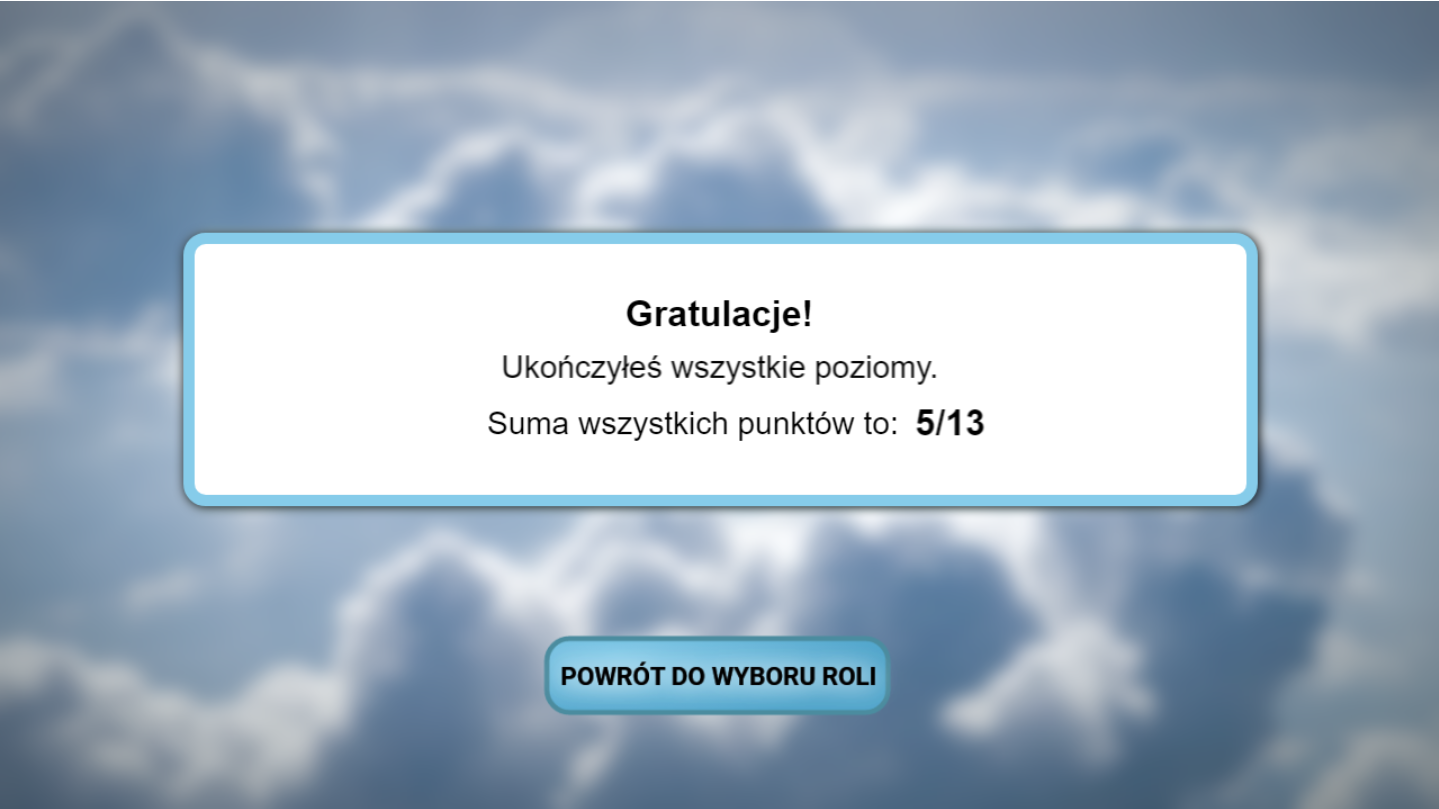 Przykładowe podsumowanie gry