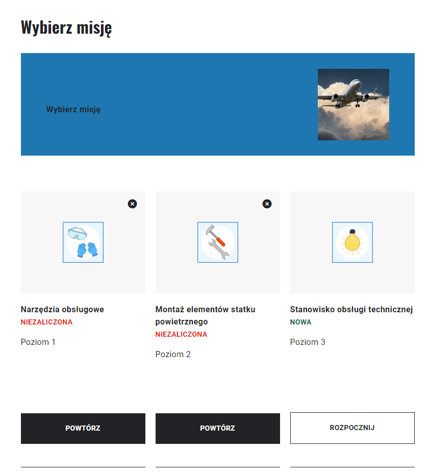 Ekran wyboru misji