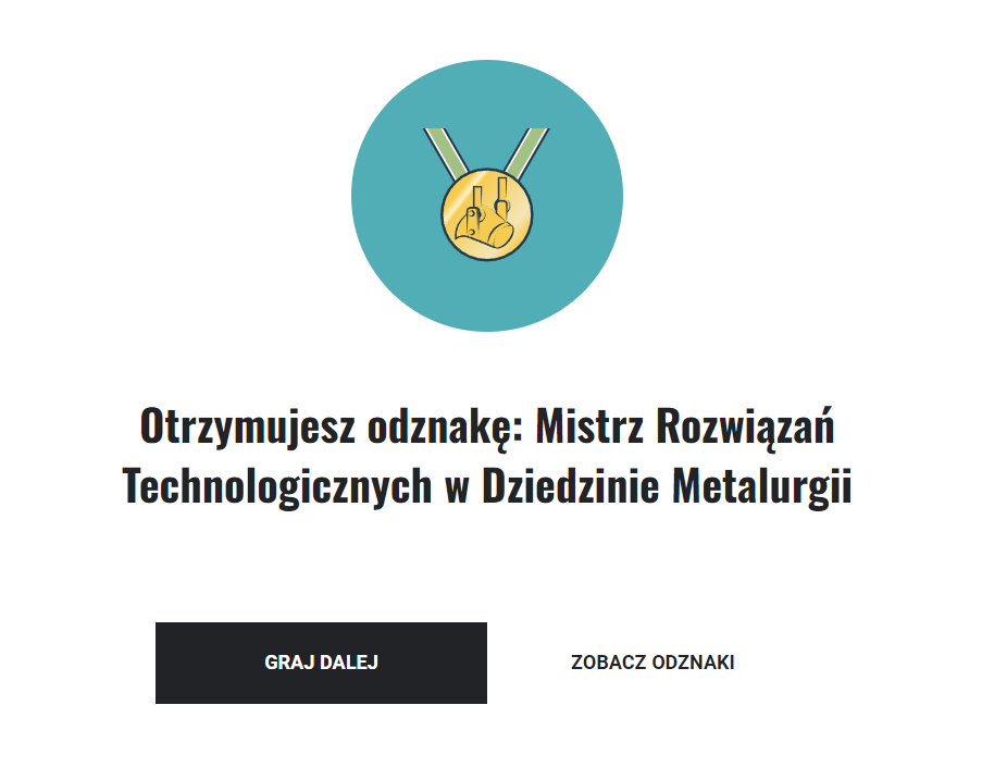 Przykładowa odznaka zdobyta w grze