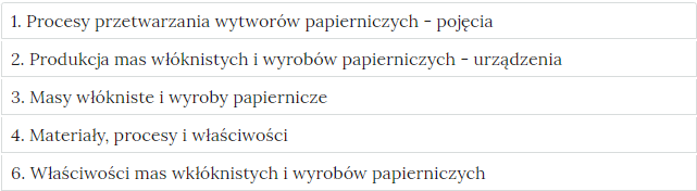 Przykładowy wygląd zakładek zawierających interaktywne materiały sprawdzające