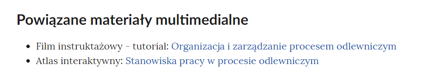 Zakładki przekierowujące do powiązanych materiałów multimedialnych