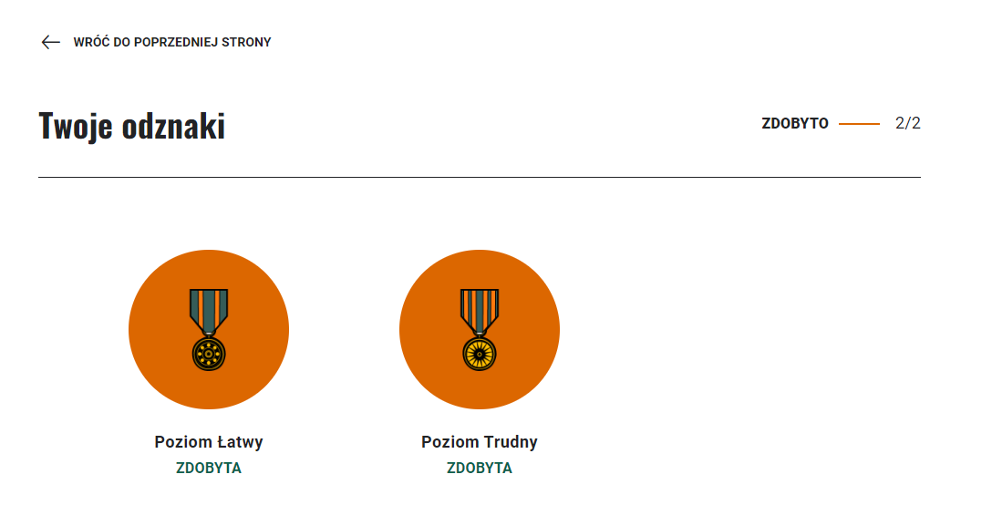 Przykładowe odznaki w grze