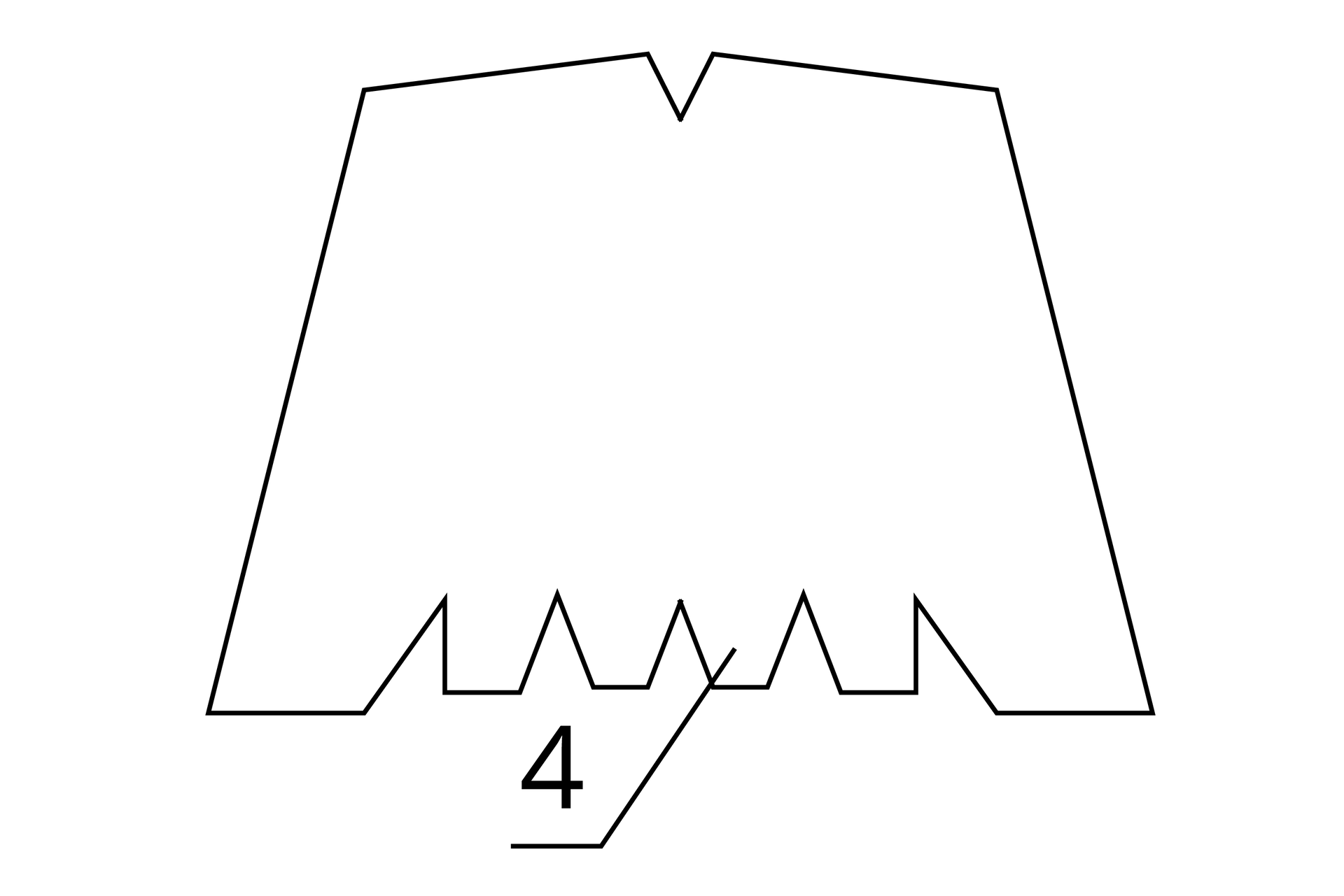 Grafika przedstawia schemat przypominający literę m, której spód twory zygzak. Od kształtu odchodzi linia opisana cyfrą 4.