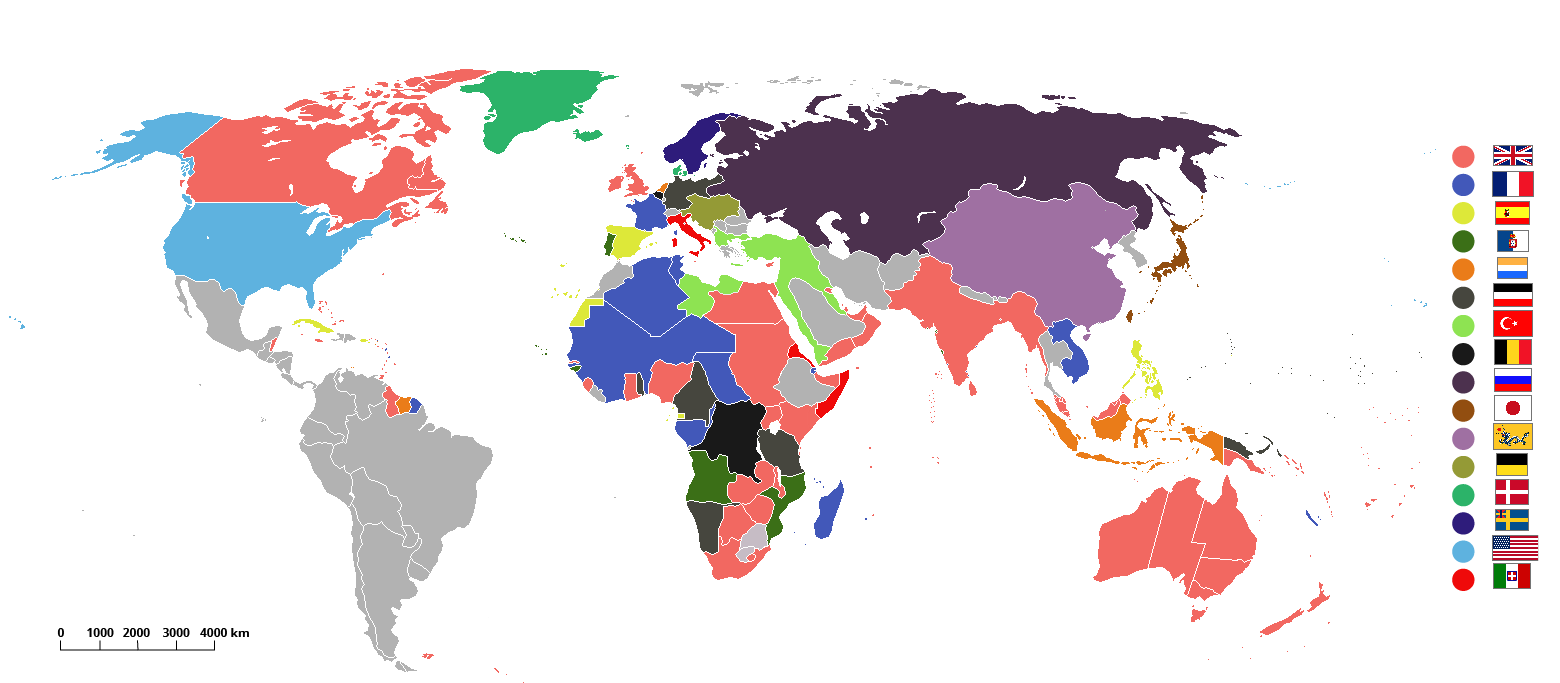 IlustracjMapa świata przedstawia informacje na temat kolonializmu na świecie w 1898 r. Kolonią Wielkiej Brytanii były kraje jak: Kanada, Gujana, Irlandia, Wielka Brytania, Sierra Leone, Ghana, Nigeria, Zambia, Malawi, Zimbabwe, Botswana, Lesoto, RPA, Jemen, Oman, Pakistan, Indie, Brunei, Australia. Kolonią Francji były kraje jak: Gujana Francuska, Francja, Algieria, Tunezja, Mauretania, Mali, Niger, Czad, Gabon, Wietnam. Kolonią Hiszpanii były kraje jak: Kuba, Hiszpania, Sahara Zachodnia, Libia, część Arabii Saudyjskiej, Filipiny. Kolonią Holandii były kraje jak: Surinam, Indonezja. Kolonią Niemiec były kraje jak: część Polski, Namibia, Tanzania, Kamerun. Kolonią Turcji były kraje jak: Libia, Syria, Irak, Liban, Jordania. Kolonią Belgii była Demokratyczna Republika Konga.