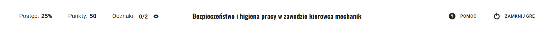 Przykładowy pasek górny w grze
