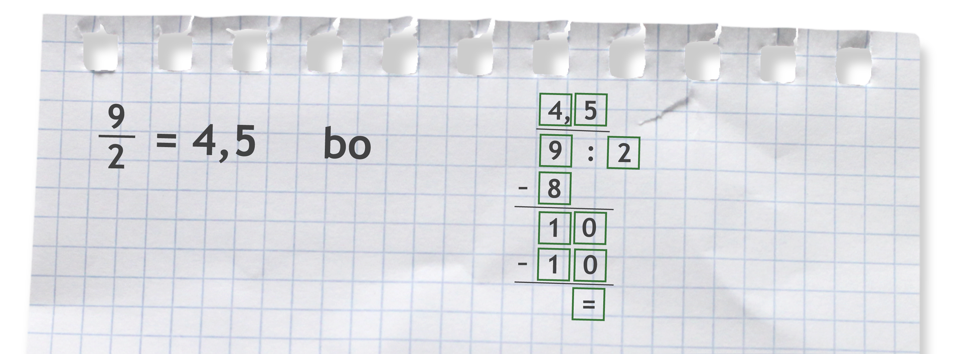 Rysunek przedstawia przykład: dziewięć drugich = 4,5 bo 9 dzielone przez 2 = 4,5.