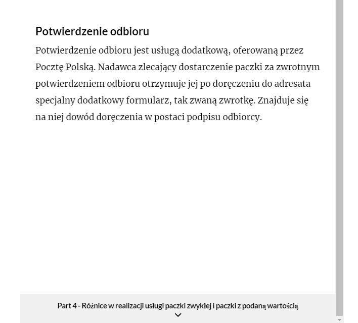 Widok na okno z przyciskiem przejścia do kolejnego rozdziału atlasu