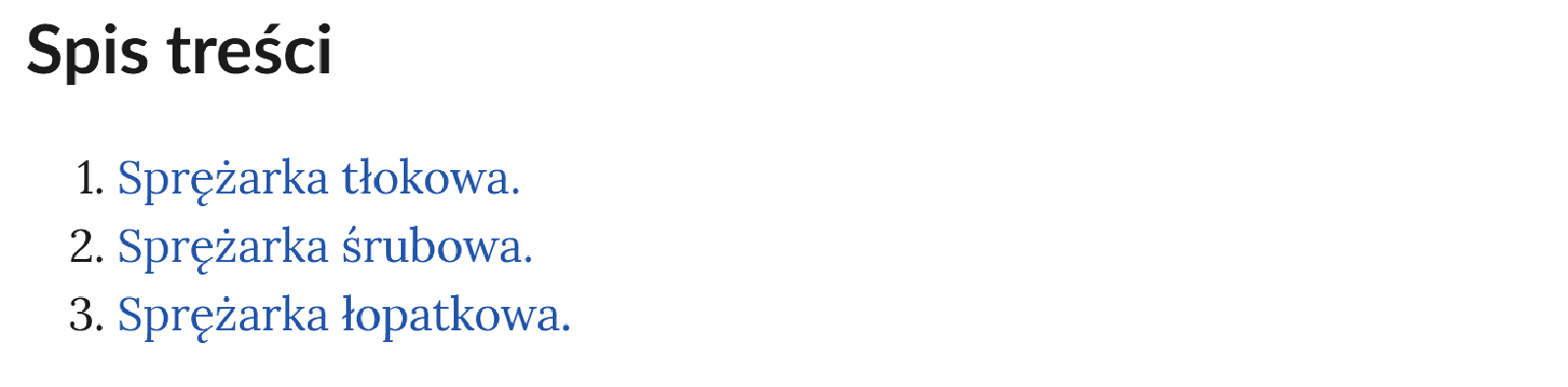 Ilustracja przedstawia spis treści nawigujący do konkretnych części wizualizacji.