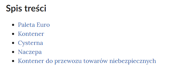 Grafika przedstawia przykładowy spis treści w wizualizacji 2D. Składa się on z nagłówka oraz wypunktowanych podrozdziałów, które umożliwiają przeniesienie do odpowiedniego momentu w lekcji.