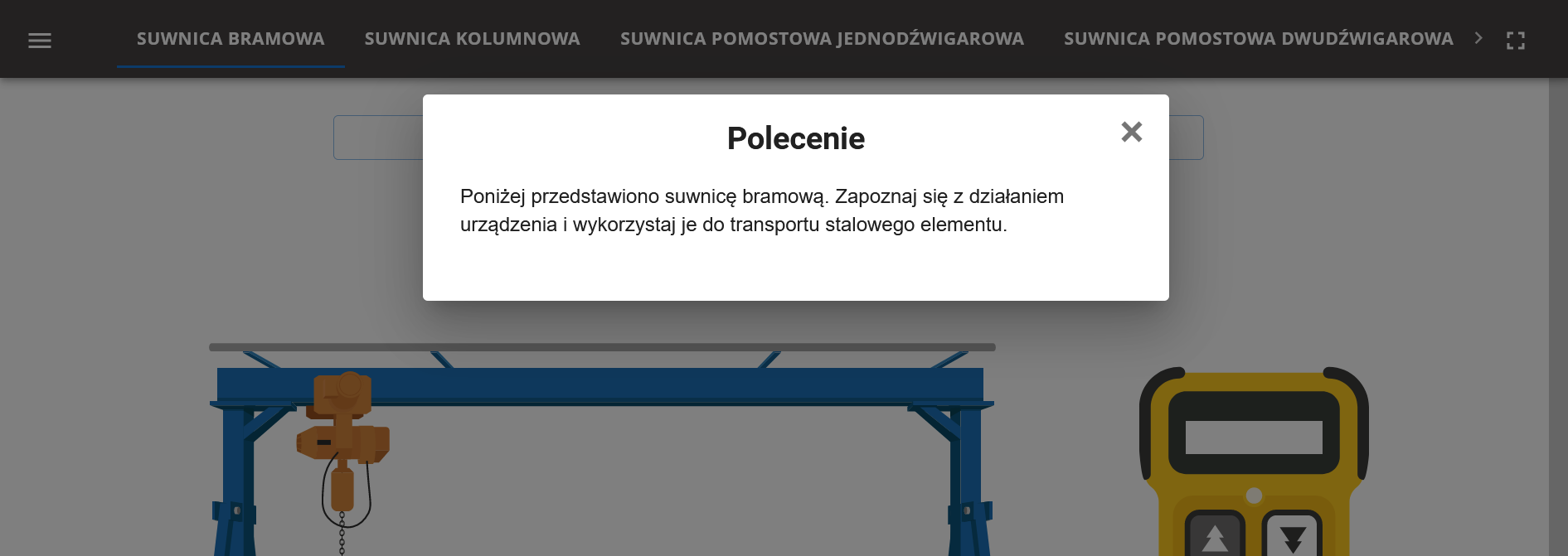 Ilustracja przedstawia okno otwartego panelu z instrukcją symulatora.