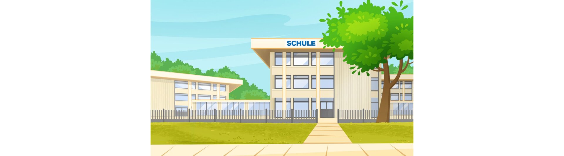 Ilustracja budynek szkoły. 