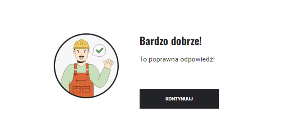 Ekran z pozytywnym komunikatem
