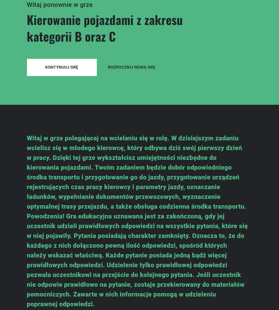 Przykładowy ekran w grze