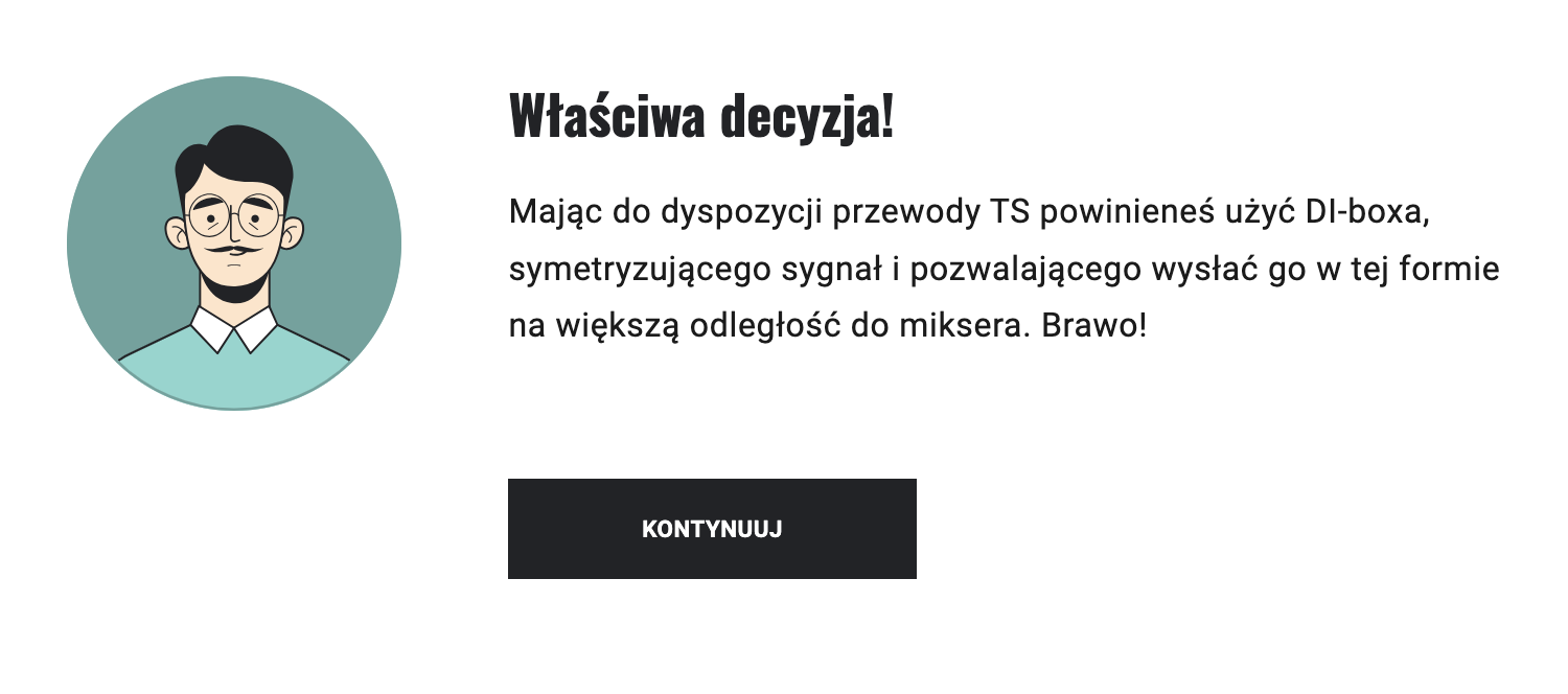 Ekran z informacją zwrotną po prawidłowym rozwiązaniu zadania