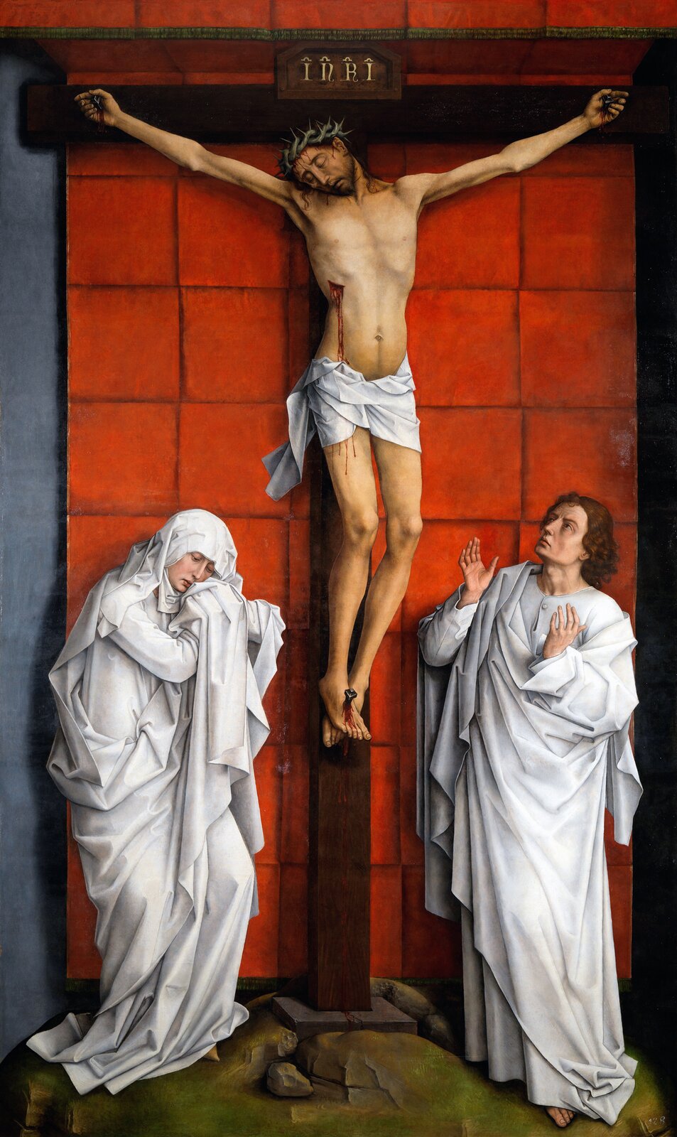 Ilustracja przedstawia obraz Rogiera van der Weydena pt. „Chrystus, Maryja i św. Jan”. Ukazuje ona ukrzyżowanego Jezusa, przy krzyżu stoi jego matka i uczeń. Jest to święty Jan.