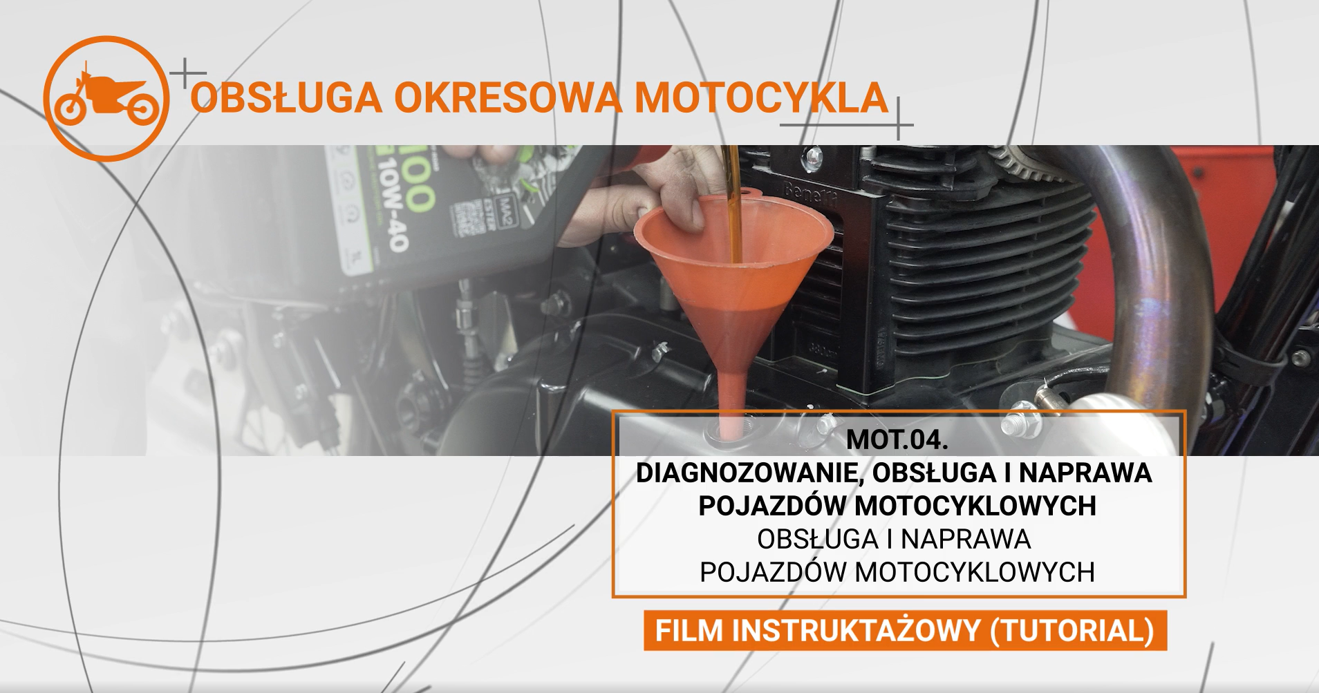 Wygląd ekranu początkowego filmu. U góry znajduje się tytuł lekcji, poniżej grafika z nią powiązana, kategoria lekcji i zakres materiału.