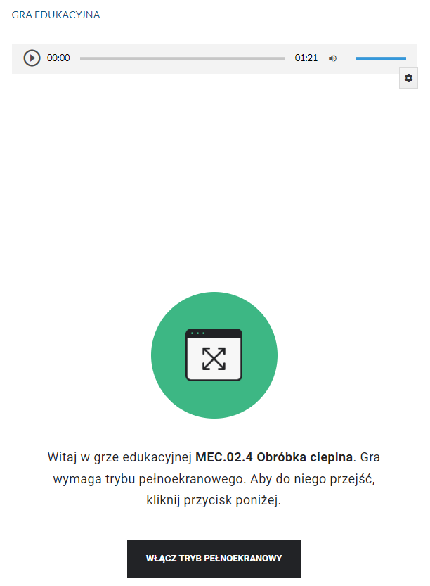 Ekran początkowy gry edukacyjnej