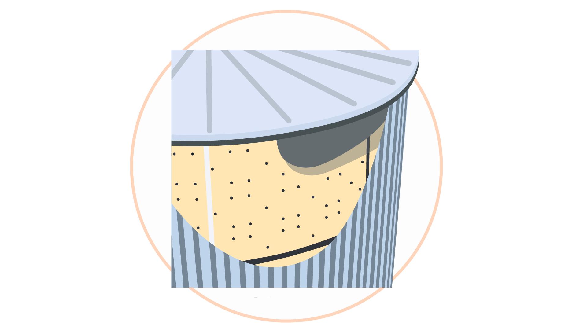 Grafika przedstawia błędnie wykonaną izolację ciepłochronną urządzenia o ścianach zaokrąglonych. Grafika zawiera urządzenie o zaokrąglonych ścianach, które jest pokryte luźno ułożonymi blokami wełny mineralnej i folią izolującą.