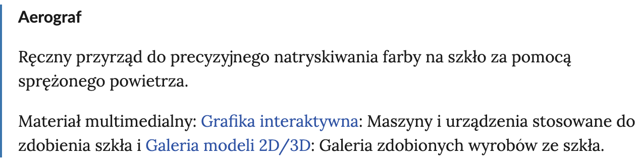 Ilustracja przedstawia definicję ze słownika lekcji, hasło Aerograf.
