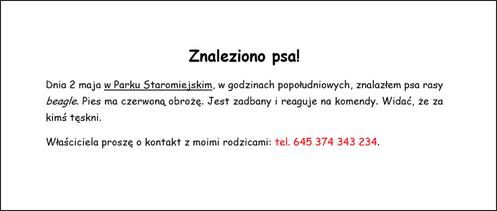 Zrzut dokumentu z przykładowym rozwiązaniem