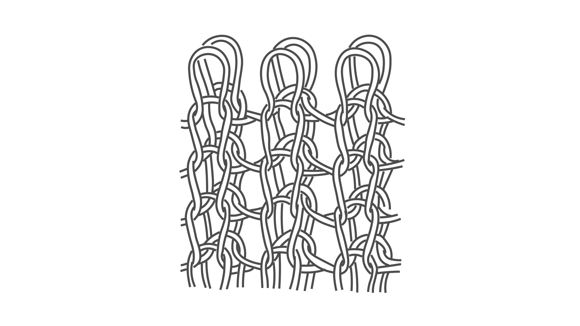 Grafika przedstawia schemat splotu dzianiny rządkowej o splocie dwuprawym podwójnym. Oczka ułożone są podwójnie, jedno za drugim.Nagranie tożsame z treścią.
