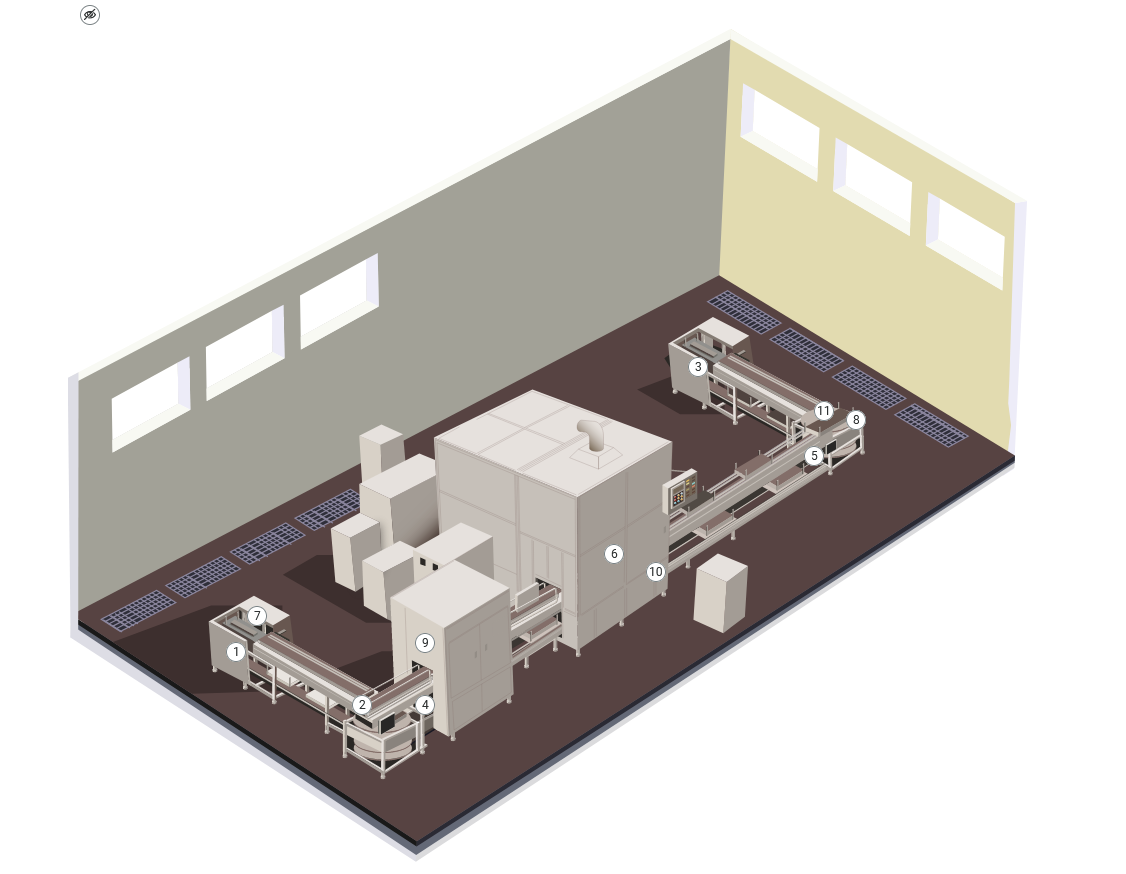 Ilustracja przedstawia przykładowy widok infografiki. Na grafice znajdują się okrągłe ponumerowane znaczniki, kryjące informacje na temat elementów znajdujących się na planszy.