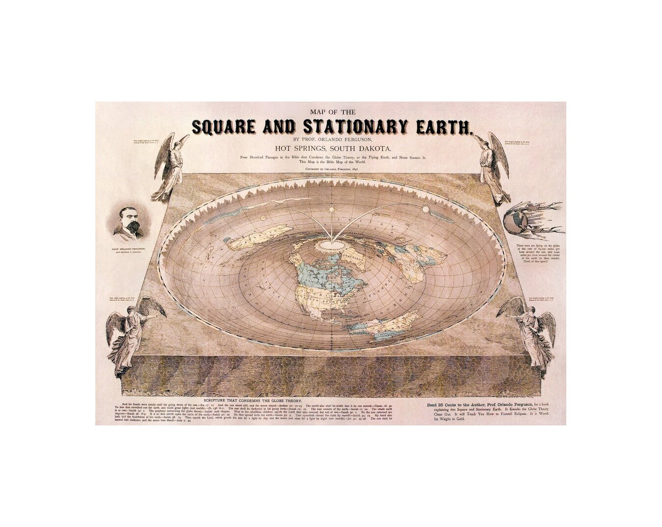 Ilustracja przedstawia mapę płaskiej ZIemi. 