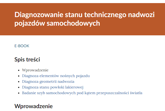 Przykładowy spis treści e‑booka.