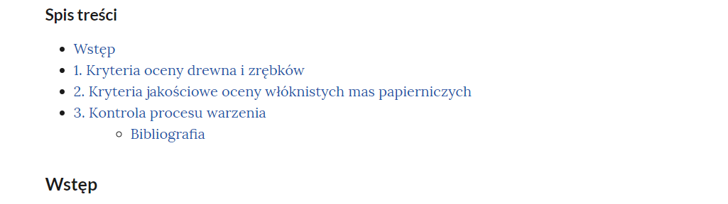 Spis treści w e‑booku