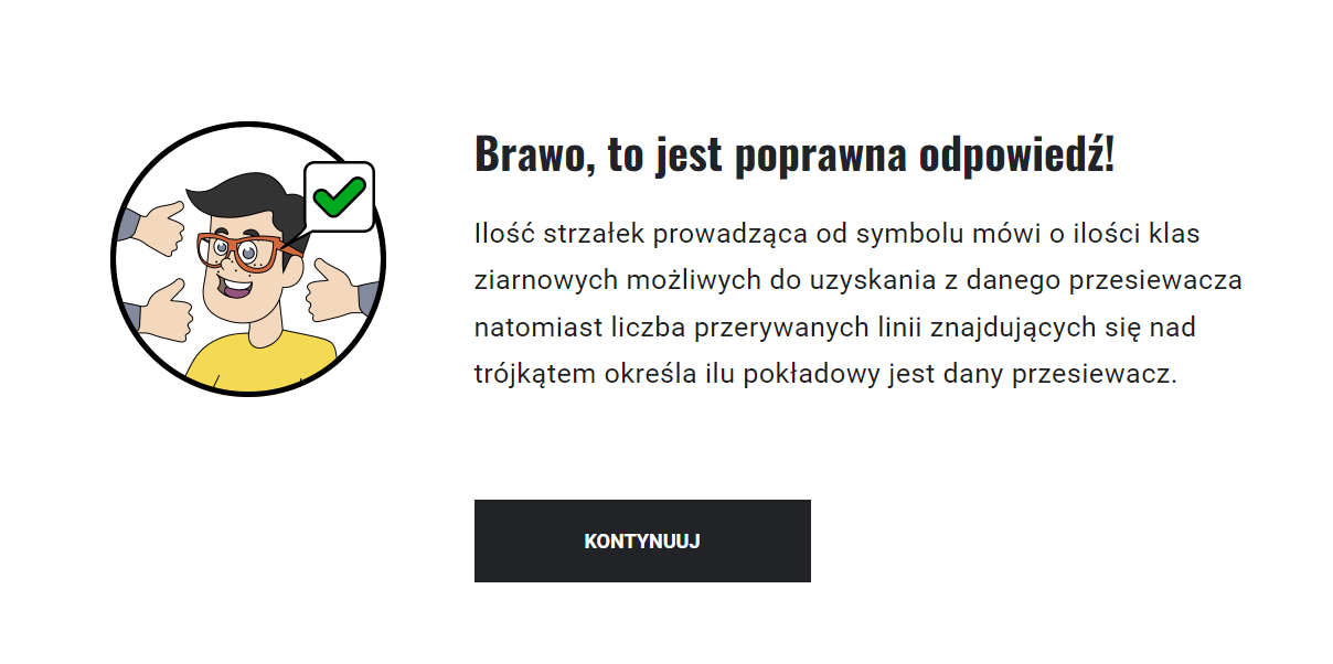 Ilustracja przedstawia przykładowy komunikat o poprawnej odpowiedzi