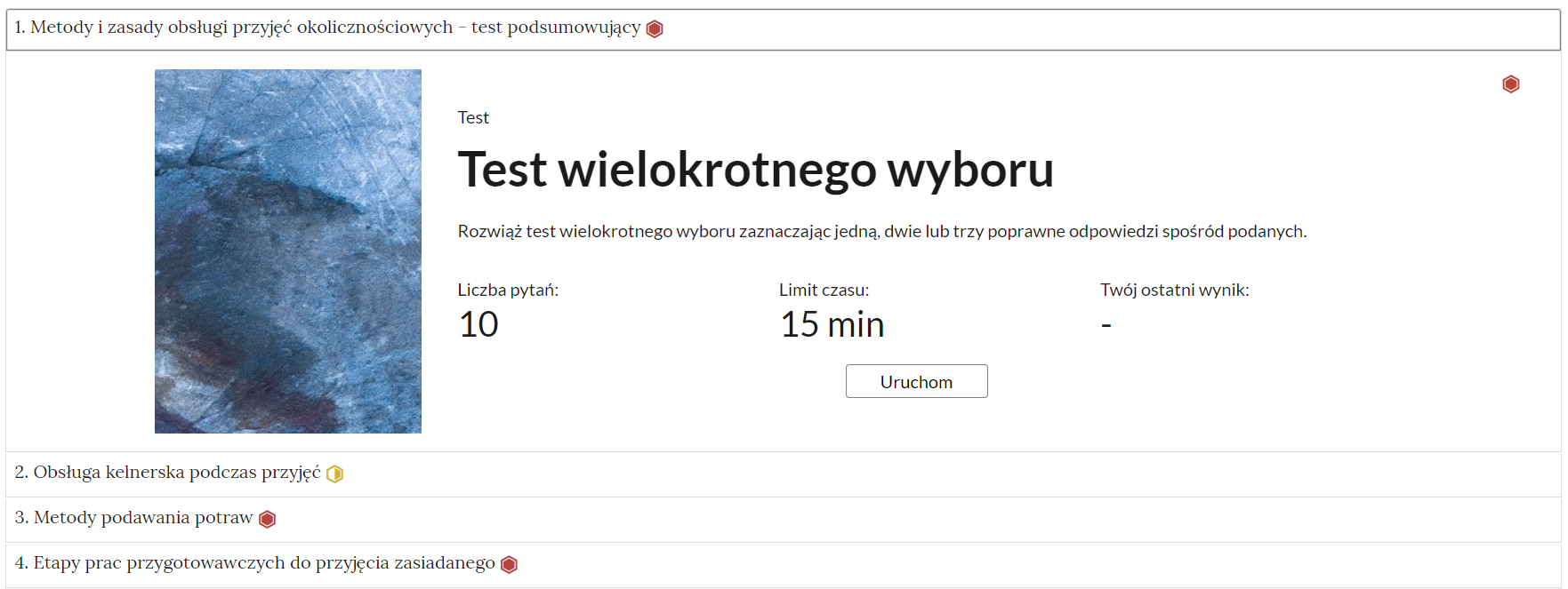 Widok interaktywnych materiałów sprawdzających